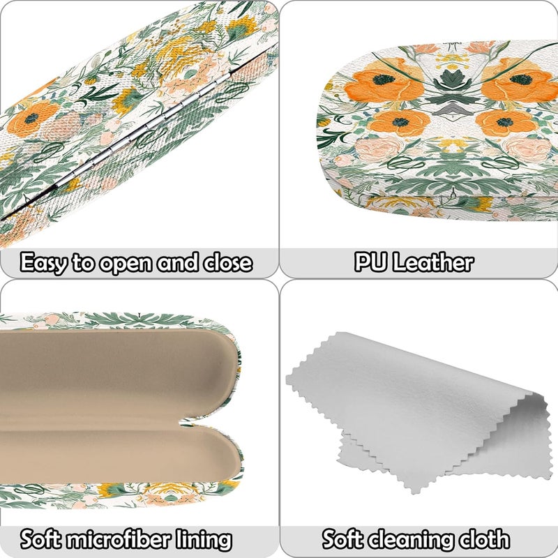 Cabreche Glasses Case Hard Shell Eyeglass Portable Glasses Eyeglasses Holder Box with Cleaning Cloth Women Girls Men Cute - Image 4
